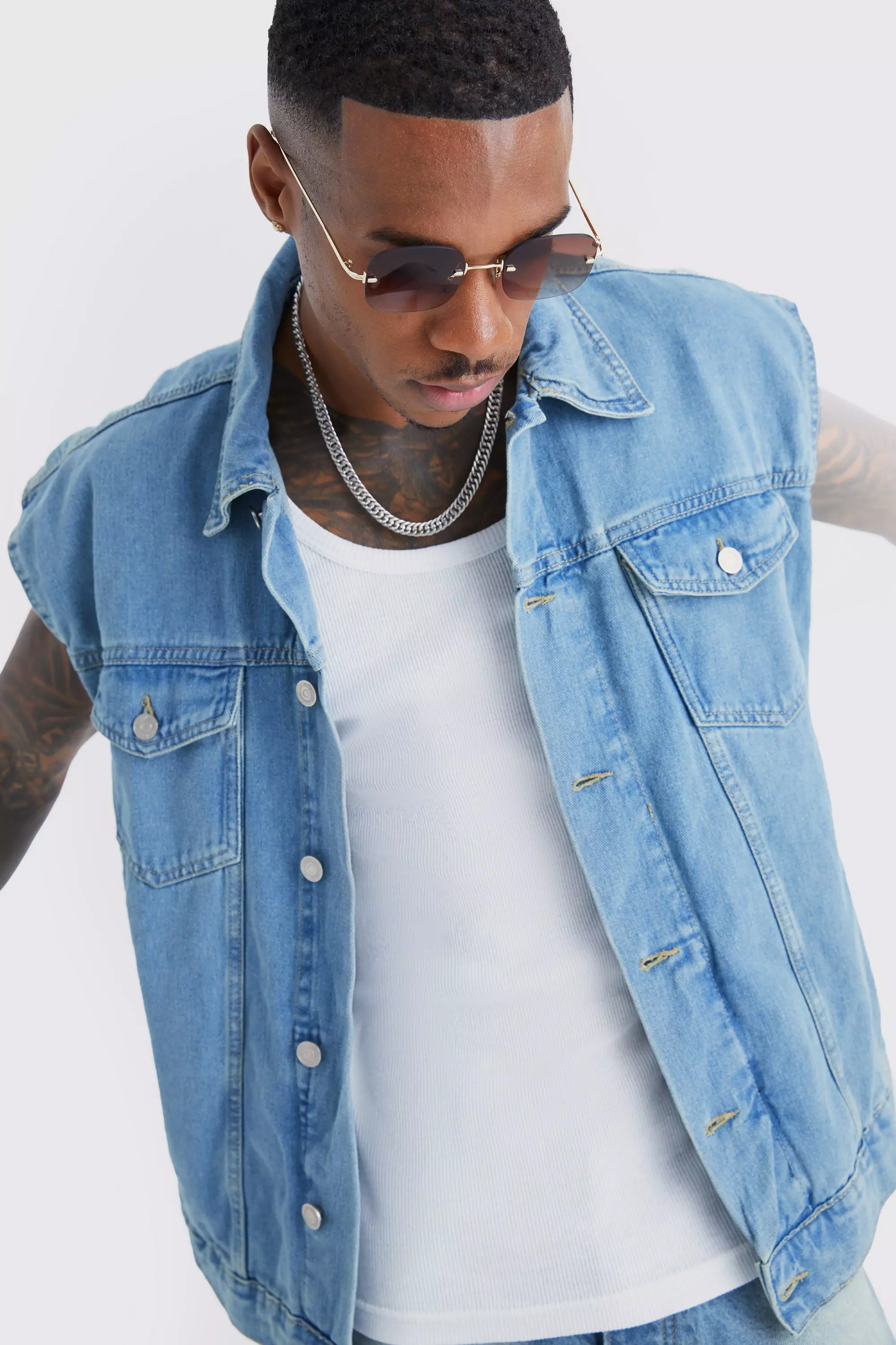 Mens sleeveless denim hot sale jacket australia